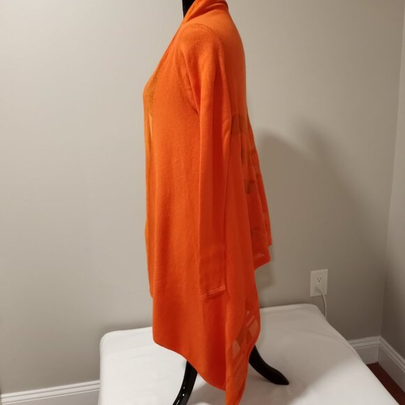 TED BAKER BRIGHT ORANGE LONSLEEVE WRAP CARDIGAN WITH SHEER PANELS WOMEN SIZE S - Picture 6 of 12